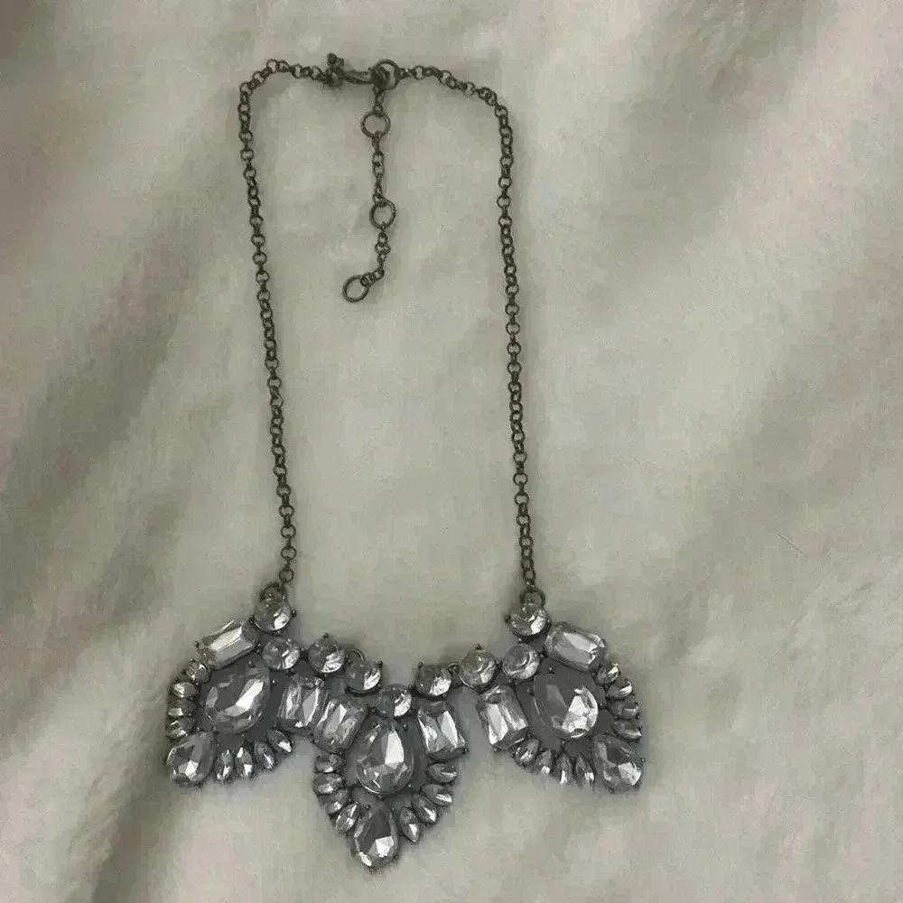 J.Crew Large Rhinestone Cluster Statement Necklace